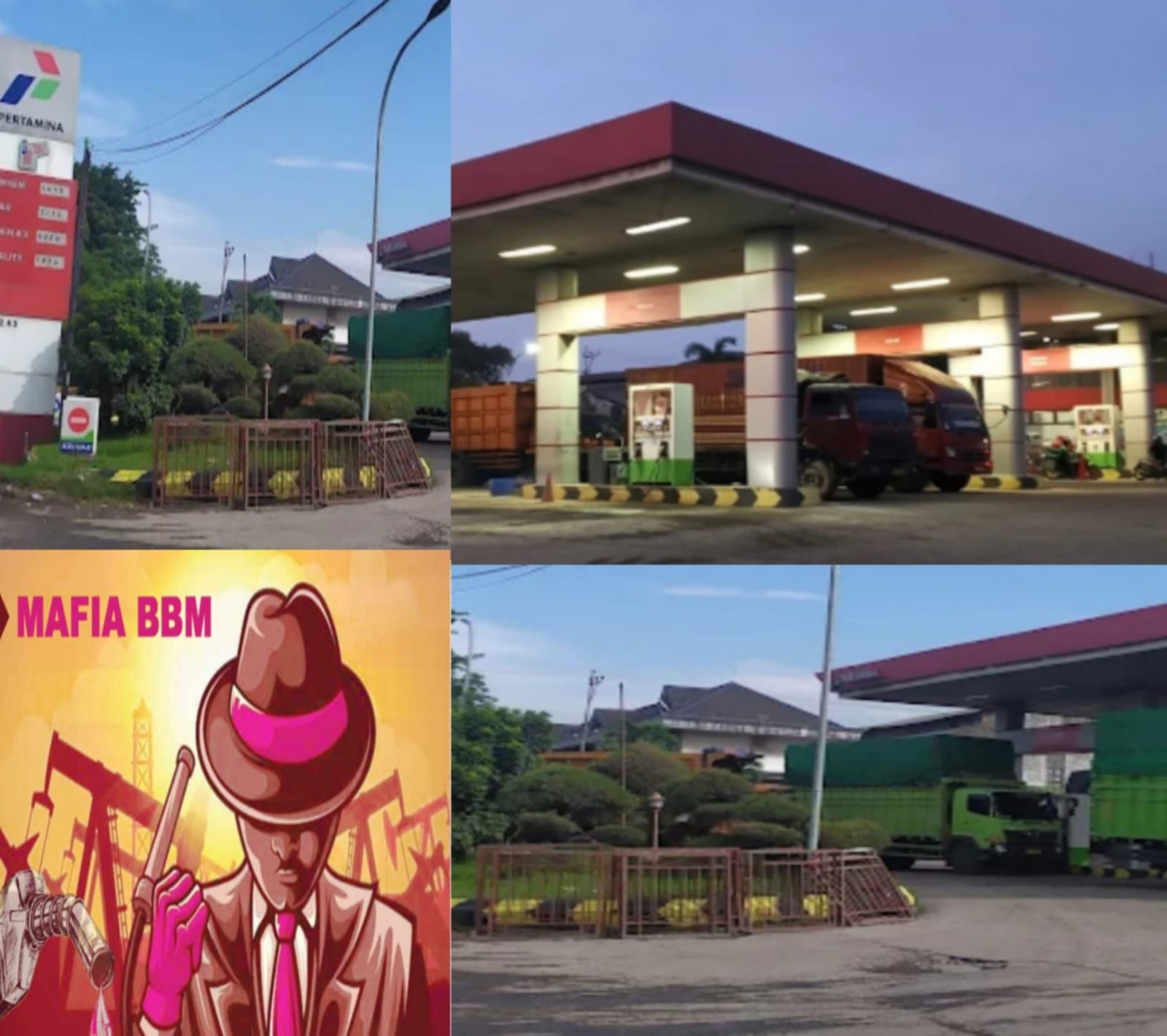 Antrian Kendaraan Jenis Fuso di SPBU 24.352.43 Way Lunik Panjang di Diduga  Banyak Kendaraan Pelangsir 